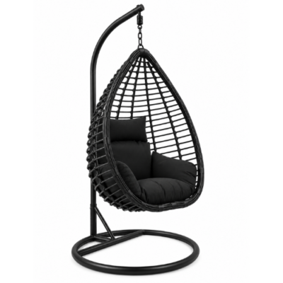 Rijoka Hangstoel Rollo Original Schommelstoel - Zwart Rattan