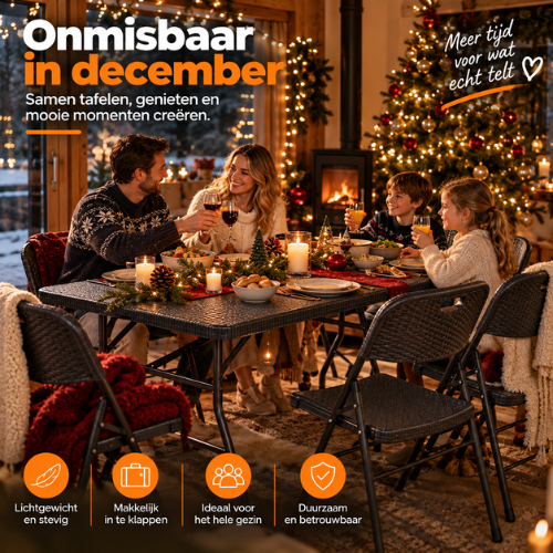Rijoka Inklapbare Stoelen Met Rattan Design | 4 stuks | Antraciet - Afbeelding 5