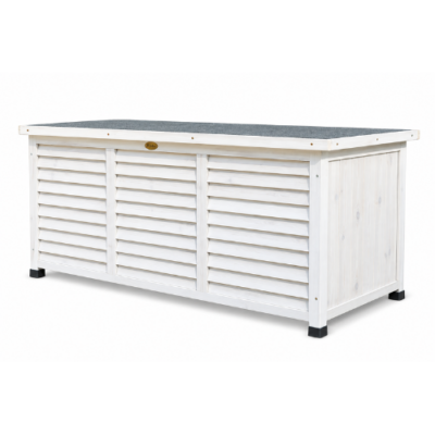 Rijoka Houten Opbergbox - Tuinbox Metaal Dak - 380L - 1322 x 660 x 605mm - Wit
