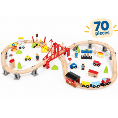 Rijoka Houten Speeltrein Trainrails | Set 70pcs