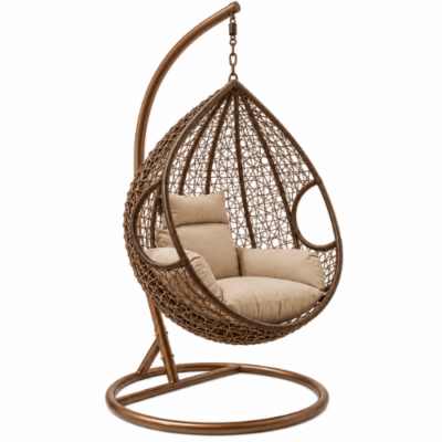 Rijoka Hangstoel Eggy Twisted Schommelstoel - Bruin Rattan