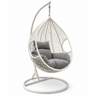 Rijoka Hangstoel Eggy Twisted Schommelstoel - Wit Rattan