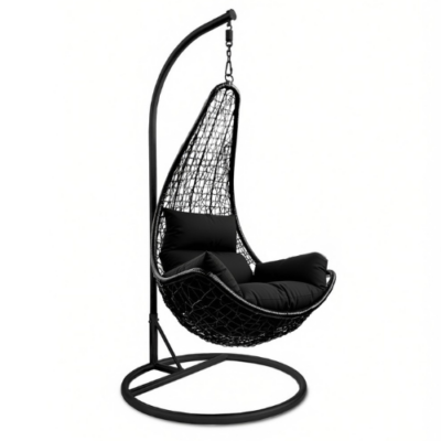 Rijoka Hangstoel Layba Twisted Schommelstoel - Zwart Rattan