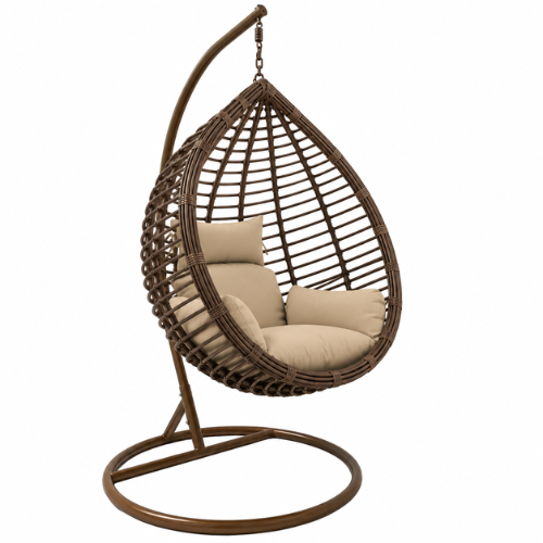 Rijoka Hangstoel Eggy Original Schommelstoel - Bruin Rattan