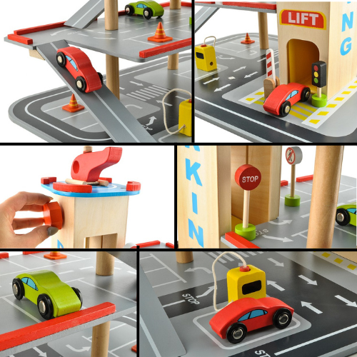 Rijoka Houten Parkeergarage - Parking met lift - Inclusief accessoires - 48x36x42cm - Afbeelding 6