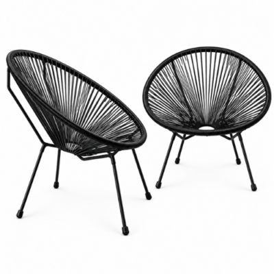 Rijoka Loungestoel Draden - Set van 2 Stuks – 70x70x77cm – Zwart