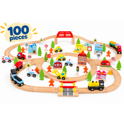 Houten Speeltrein Trainrails | Set 100pcs