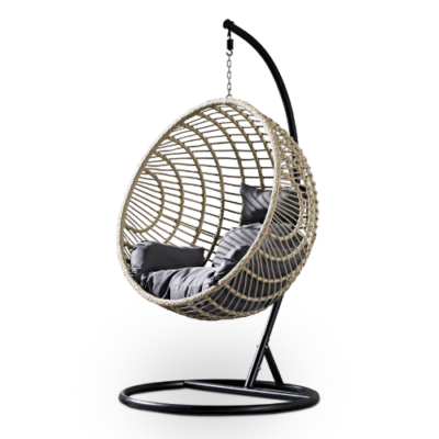 Rijoka Hangstoel Round Schommelstoel - Beige Rattan