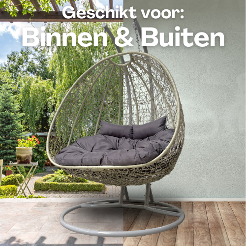 Rijoka Hangstoel Dubbel Eggy Twisted Schommelstoel - Grijs Rattan- 2persoons - Afbeelding 3