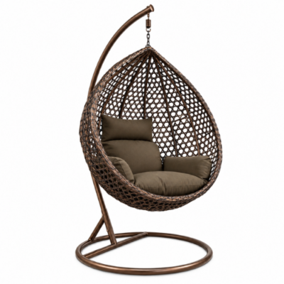 Rijoka Hangstoel Eggy Super Star Schommelstoel - Coffee Brown Rattan