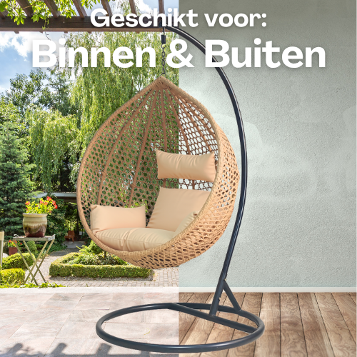 Rijoka Hangstoel Eggy Super Star Schommelstoel - Beige Rattan - Afbeelding 7
