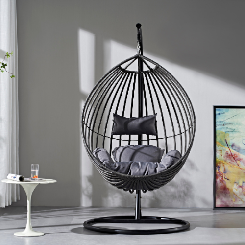 Rijoka Hangstoel Druppel - Zwart Rattan | Eigen Ontwerp - Afbeelding 2