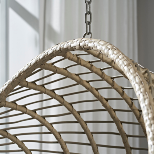 Rijoka Hangstoel Round - Beige Rattan | Eigen Ontwerp - Afbeelding 5