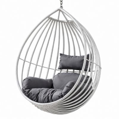 Rijoka Hangstoel Druppel - Wit Rattan | Eigen Ontwerp