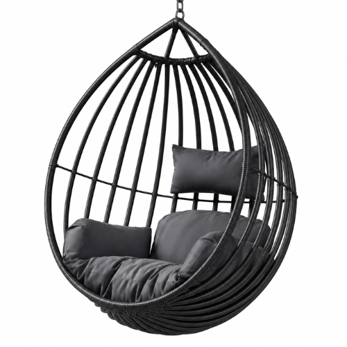 Rijoka Hangstoel Druppel - Zwart Rattan | Eigen Ontwerp